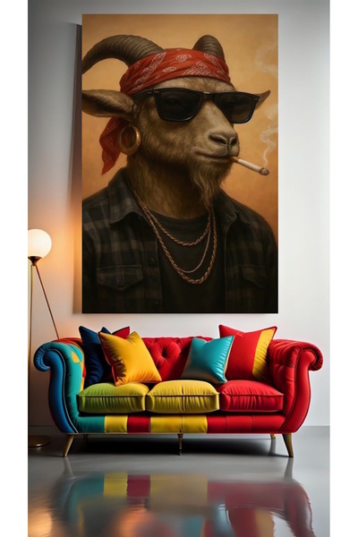 özkacar HİPPİ KEÇİ V1 Tablou pe pânză pentru decorarea casei, perete, salon, ...