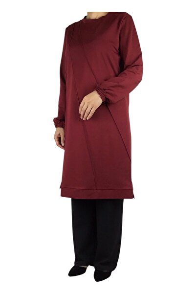 ECE GİYİM تونيك نسائي موسمي بأكمام مخيطة من الأمام وحاشية مطاطية وشريط كريستا...