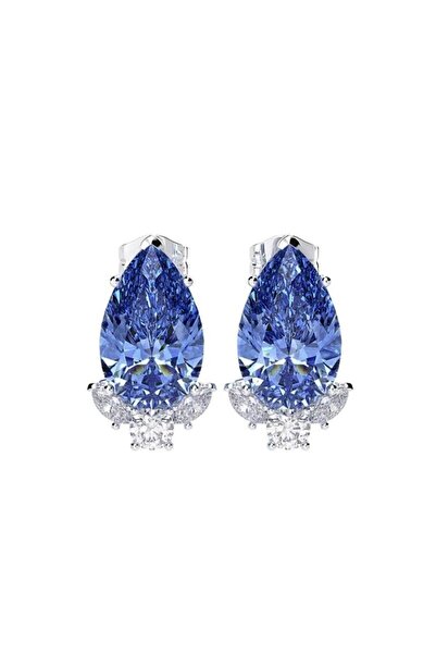 Pursehuit Cercei de culoare argintie cu zirconiu albastru, Phelina C8