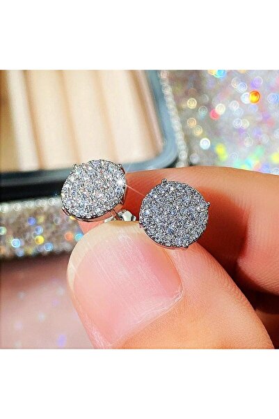Pursehuit Cercei rotunzi de culoare argintie cu pietre de zirconiu, Paco C7