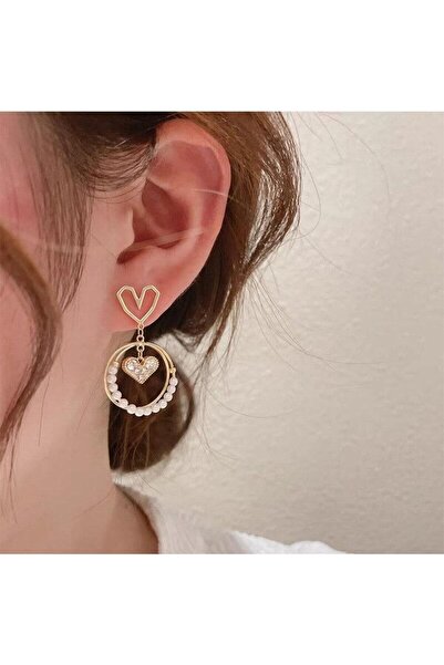 Pursehuit Round gold-colored earrings with stones and pearls, Naida C8