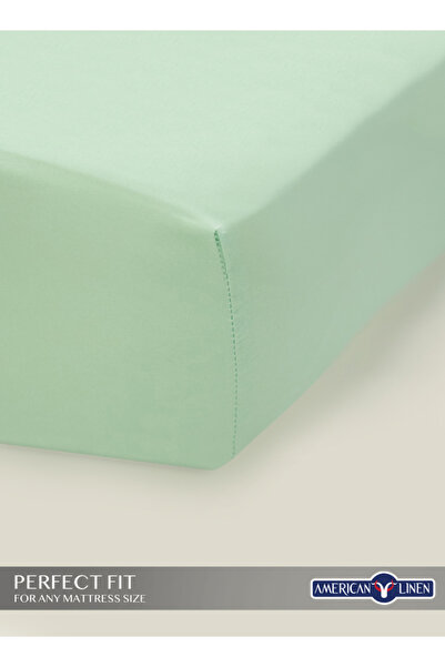 American Linen Single Plain Fitted Elastic Bedsheet with 1 Pillow Case 90 x 190 Cm (Mint Green)