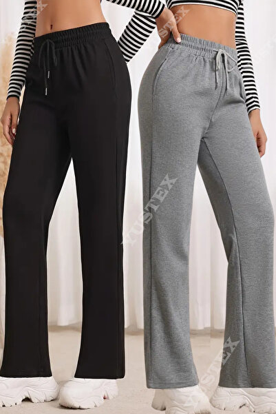 yx yustex sport 2 bucăți, culoare dublă, pentru femei, negru, gri, largi, măr...