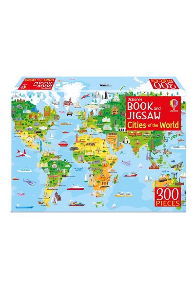 Usborne SET PUZZLE + CARTE" Book and Jigsaw Cities of the World"