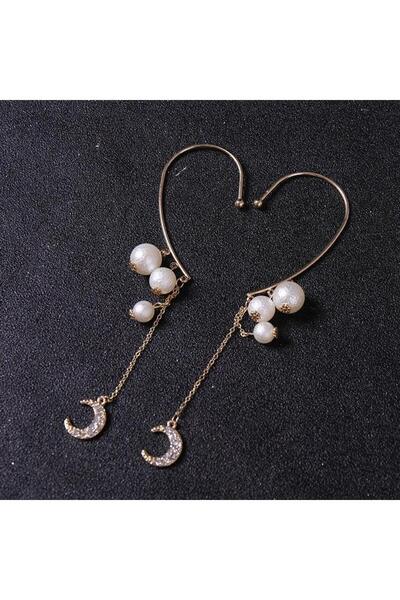 Pursehuit Cercei aurii, cercei tip manșetă, lungi, cu perle, Sissy C4