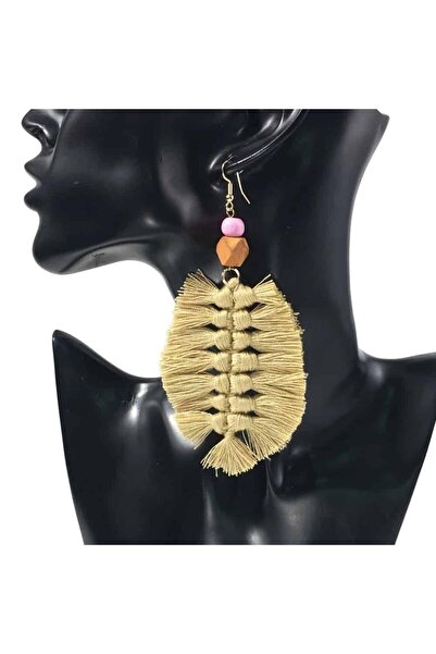 Pursehuit Braided leaf earrings, beige, Lottie C3