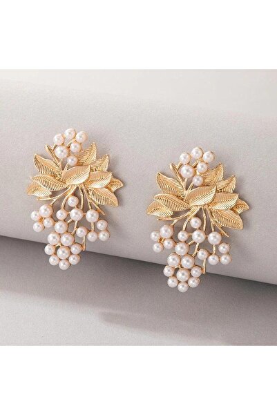 Pursehuit Gold coloured earrings, grape shape, with pearls, Lisbet C10