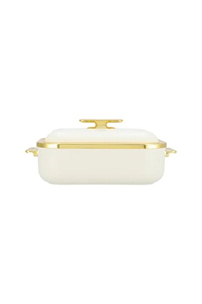 LA MESA Matte off white & gold plastic food warmer 4L