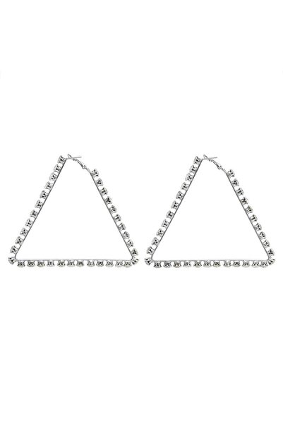 Pursehuit Cercei culoare argintie, formă de triunghi, cu pietre, Roksana C3