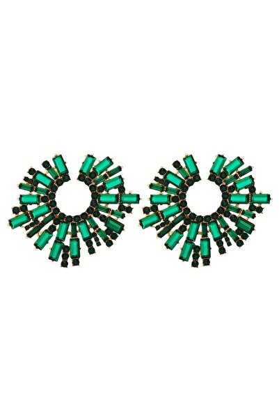 Pursehuit Cercei culoare aurie cu pietre verzi, Rickey C1