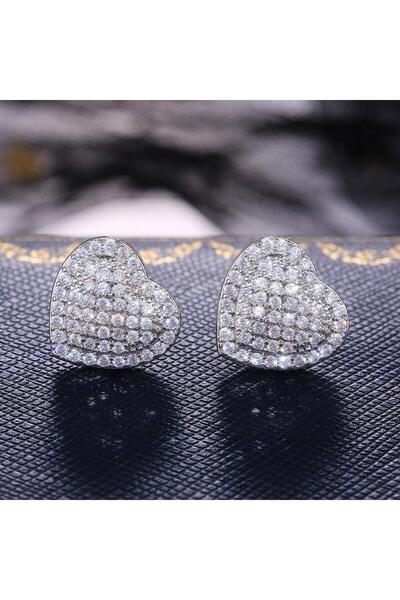 Pursehuit Cercei argintii, formă de inimă, cu pietre de zirconiu, Noreen C5