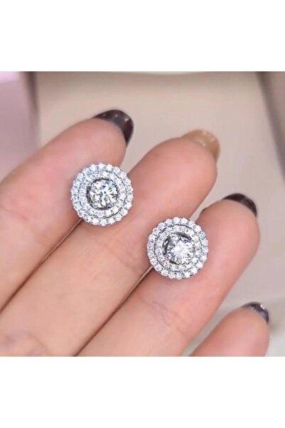 Pursehuit Cercei rotunzi de culoare argintie cu pietre de zirconiu, Nichole C13