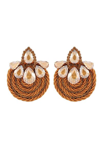 Pursehuit Χρυσά, στρογγυλά σκουλαρίκια με πέτρες, Sophus C1