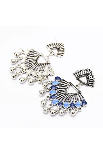 Pursehuit Cercei culoare argintie cu pietre albastre, Ronnie C4