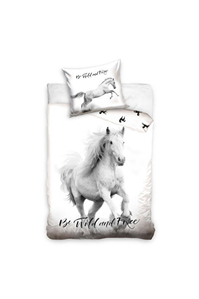 Animals Animale Wild and Free Set lenjerie de pat cu cai 140×200cm, 70×90 cm