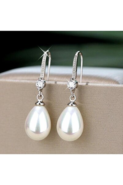 Pursehuit Cercei de culoare argintie cu perle și pietre de zirconiu, Karolina C8