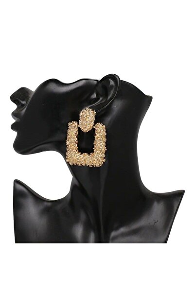 Pursehuit Gold earrings, square, with crinkled texture, Fabiana C1