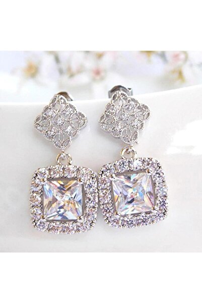 Pursehuit Cercei de culoare argintie, cu pietre de zirconiu, Stefi C18