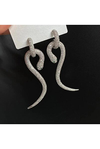 Pursehuit Cercei argintii, formă de șarpe, cu pietre de zirconiu, Nava C3