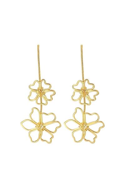 Pursehuit Cercei lungi culoare aurie, în formă de floare, Hilma C1