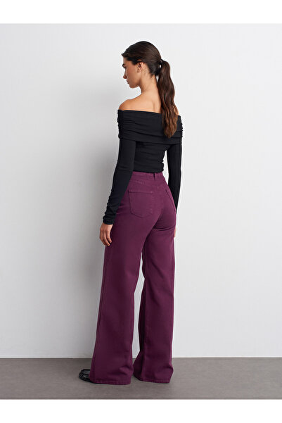 Dilvin 72054 Pantaloni din denim cu tăietură largă Parçaboya-Violet
