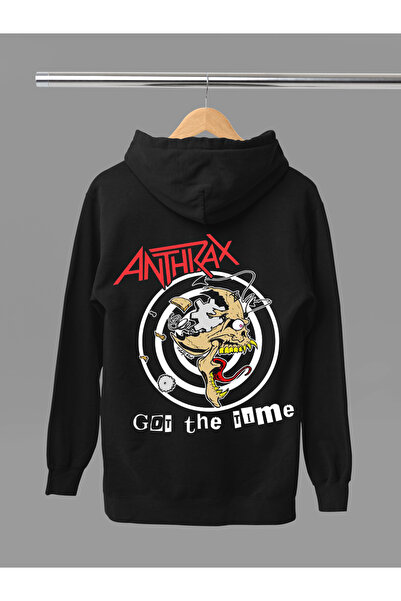 MAGORS سترة روك قطنية مطبوعة بنقش الأنتراكس بأكمام طويلة وثلاثة خيوط مع غطاء ...