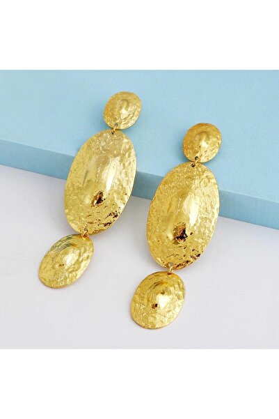 Pursehuit Cercei lungi culoare aurie cu plăcuțe ovale, Hermina C8