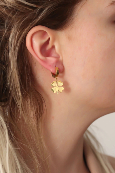 Clariss 316L Steel Gold Color Clover Earrings