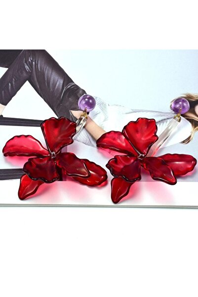 Pursehuit Red earrings, flower shape, Delphine C5