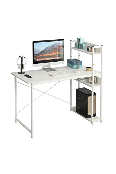 Sheinhome 120cm computer desk, scratch-resistant surface easy to clean, home desk office game three-in-one
