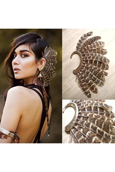 Pursehuit Σκουλαρίκι ear cuff, χρυσό, με φτερά, Ritu C2