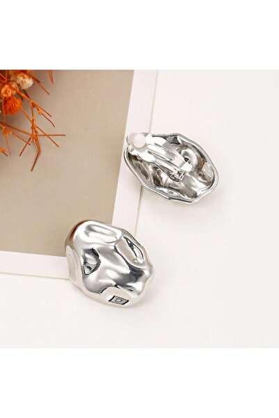 Pursehuit Cercei culoare argintie, cu clipsuri, textură ridată, Irmela C5