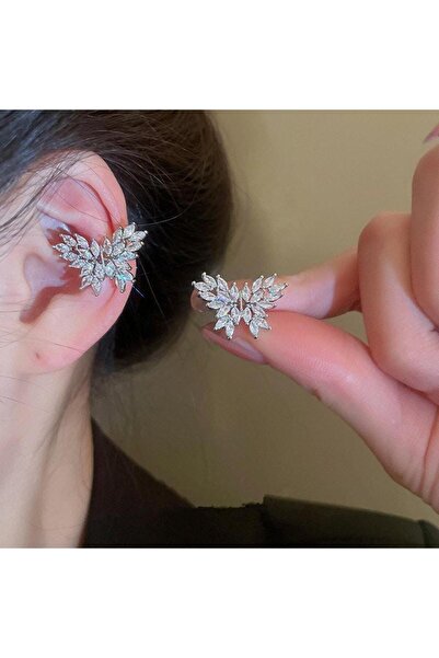 Pursehuit Cercei argintii tip cuff, formă de fluture, cu pietre de zirconiu, ...