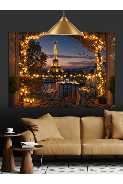 Artmeg Işıklarla Aydınlanan Eyfel Kulesi Dekoratif Kanvas - Mdf Ahşap Tablo