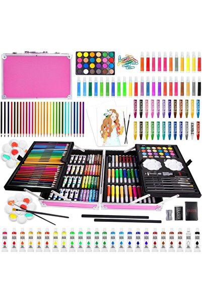 fulina 145-Piece Art Supplies Set,Drawing Art Kits, Watercolor Crayon, Oil Pastels, Sketch Pencil, Eraser