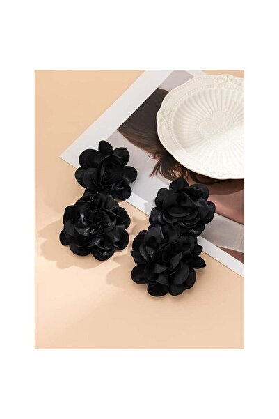 Pursehuit Black earrings, flower shape, Bernthine C16