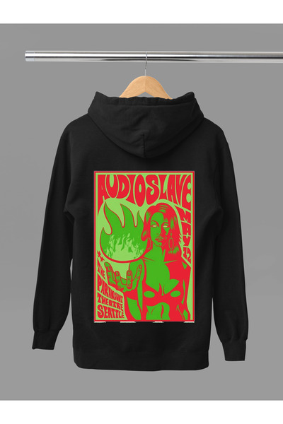 MAGORS سترة روك من القطن المطبوع بأكمام طويلة وقلنسوة بثلاث خيوط من AUDIOSLAVE