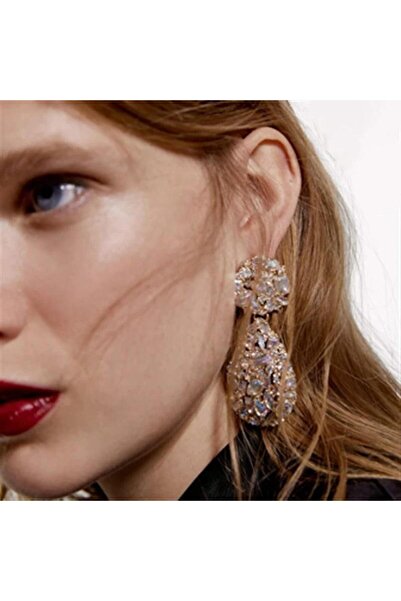 Pursehuit Gold coloured earrings, massive, with clips and stones, Mariza C3