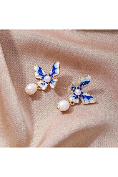 Pursehuit Cercei aurii, cu clipsuri, formă de fluture, cu perle, Ioulia C5