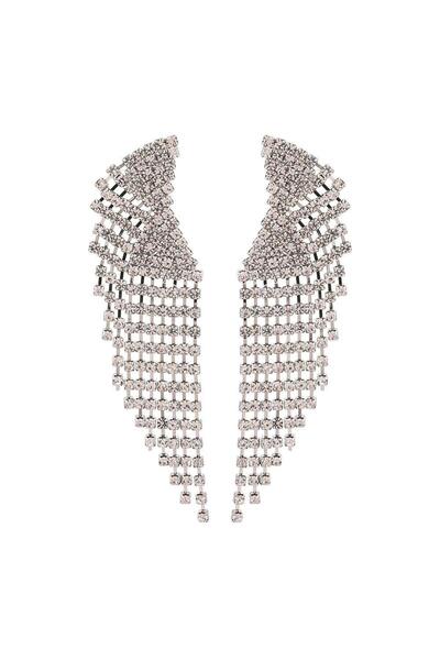 Pursehuit Μακριά ασημένια σκουλαρίκια με κρόσσια και πέτρες, Eunice C1