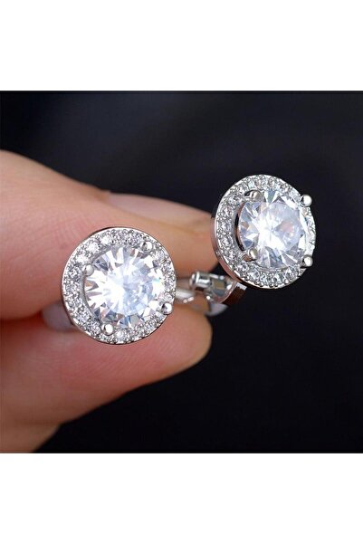 Pursehuit Сребърни обеци с циркониеви камъни и клипсове, Nelly C4