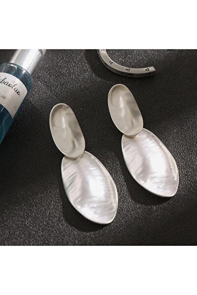 Pursehuit Cercei de culoare argintie, ovali, cu clipsuri, Nana C1