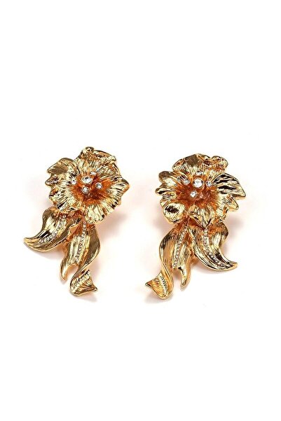 Pursehuit Golden earrings, flower shape, with stones, Zena C3