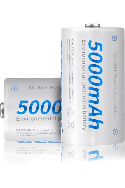 Beston بطارية قابلة لإعادة الشحن D 5000 مللي أمبير في الساعة عبوة من قطعتين