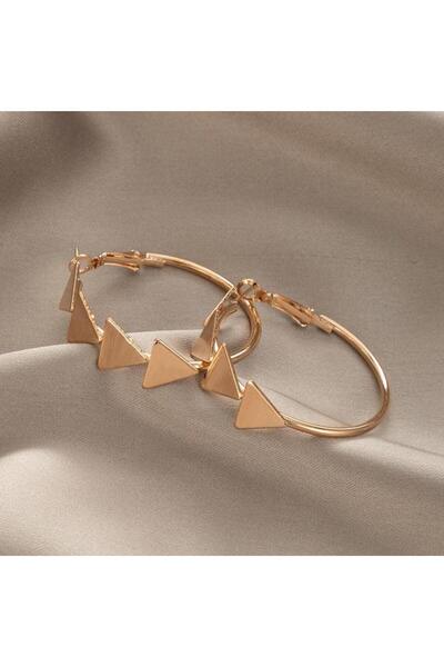 Pursehuit Златни обеци, кръгли, с триъгълници, Amra C10