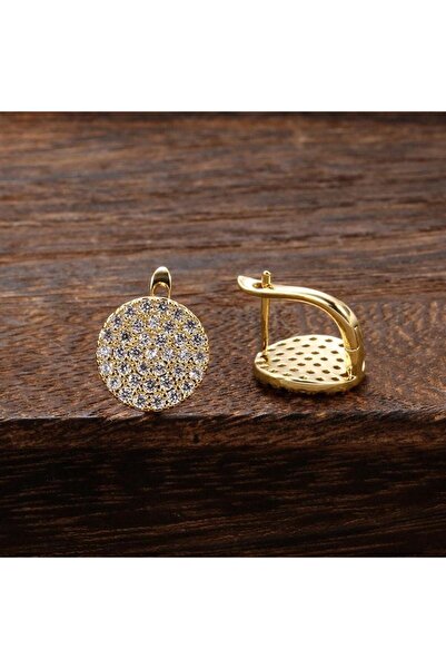 Pursehuit Cercei rotunzi de culoare aurie cu pietre de zirconiu, Gylla C13