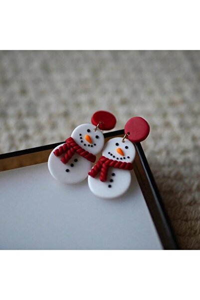 Pursehuit White earrings, snowman shape, plus gift box, Snowman C23