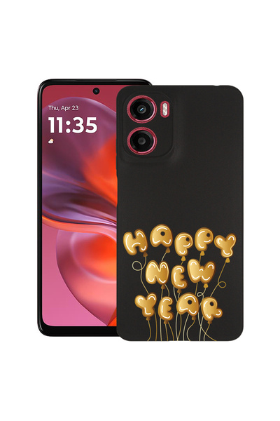 bestcase Carcasă subțire din silicon pentru Motorola Moto G05, An Nou Fericit...