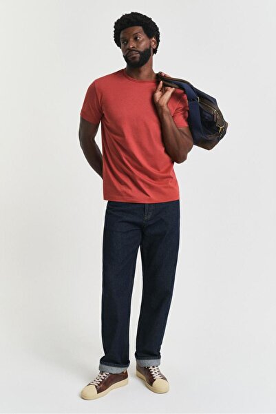 Gant Ανδρικό μπλουζάκι με λαιμόκοψη με κανονική εφαρμογή - Κόκκινο