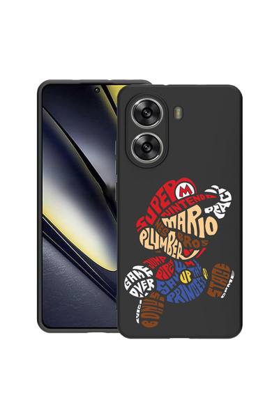 bestcase Тънък силиконов калъф за Poco X7 Pro 5G, калиграфия Super Mario, 199...